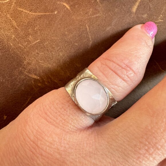 Vintage Rose Quartz Ring Sterling Silver - Picture 7 of 8